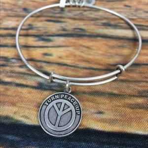 Turn peace up Alex and Ani silver bracelet